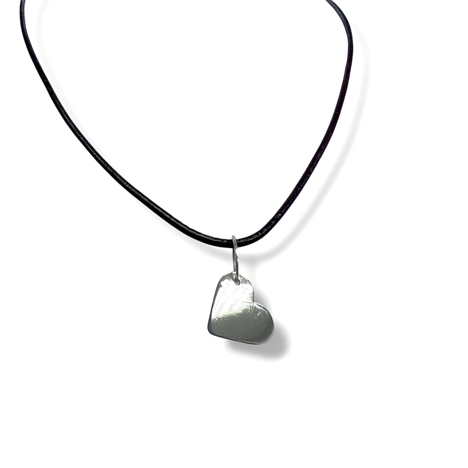 Heart-shaped pendant with leather cord