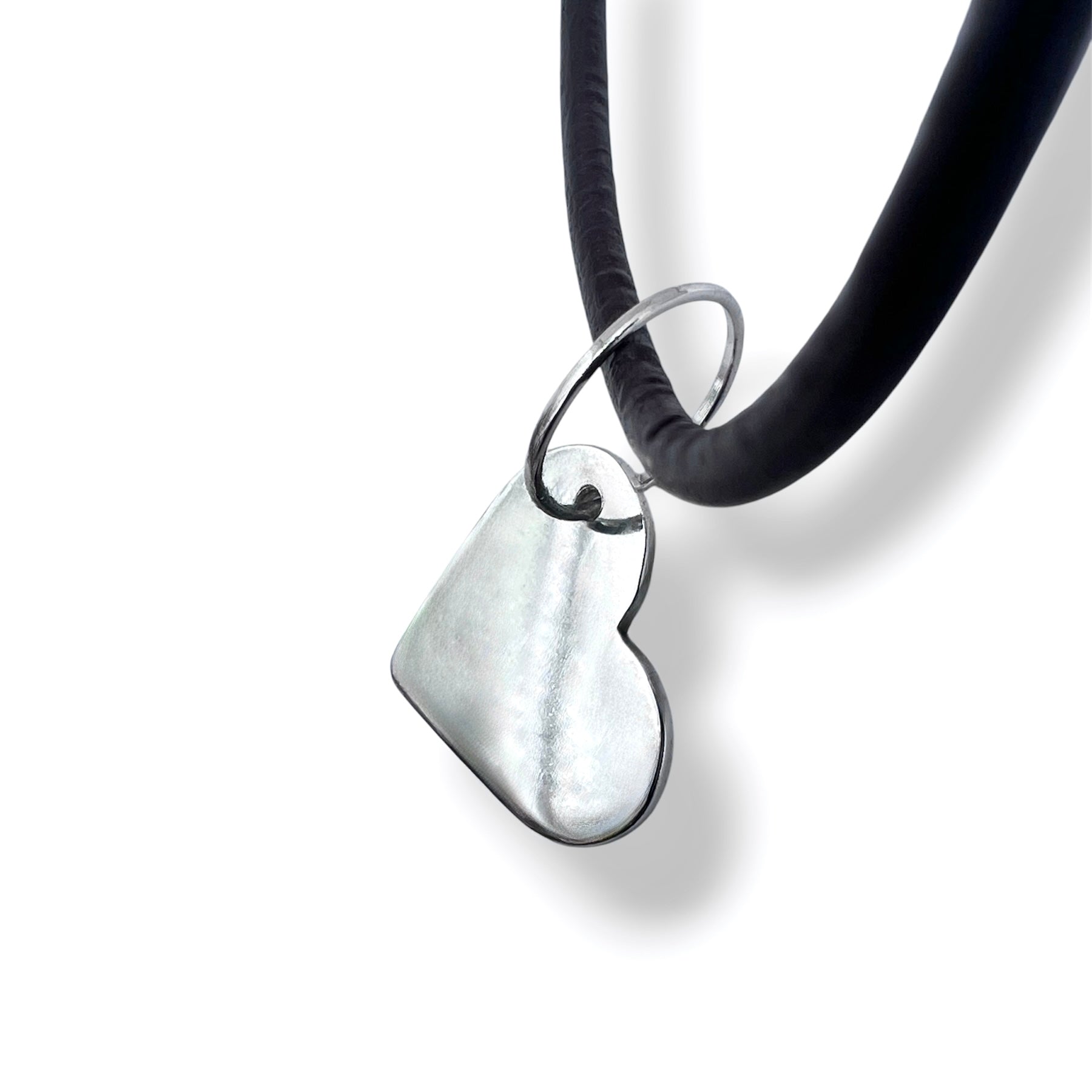 Heart-shaped pendant with leather cord